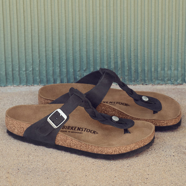 GIZEH BRAID - BLACK - OIL LEATHER